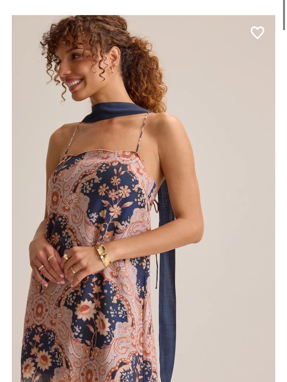 Altar'd State Navy and Peach Paisley Slip Dress